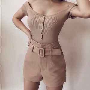 Tan/ Camel shorts high waisted